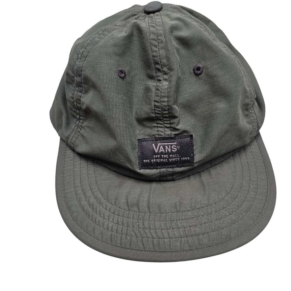 Vans Snapback Hat Unisex OS Olive Green Ripstop Nylon Flat Brim Skater Cap